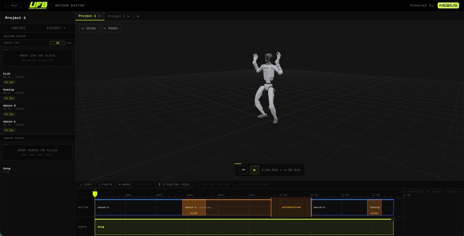 Ultimate Bots Studio motion editor